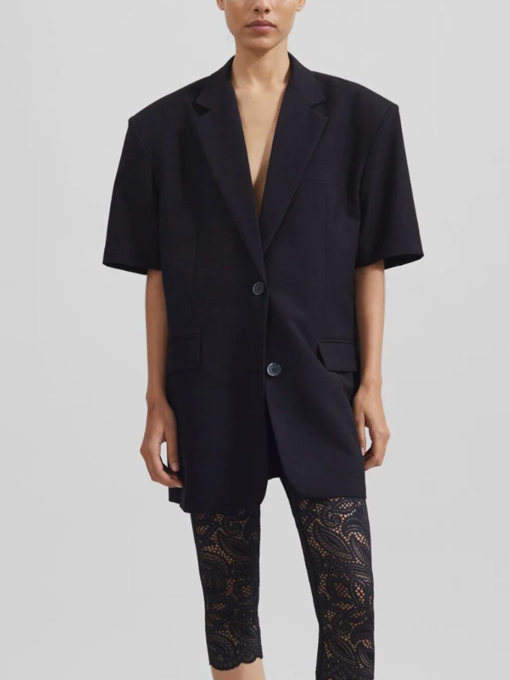 The Frankie Shop Maisie Blazer Boxy Short Sleeve Black XS/S